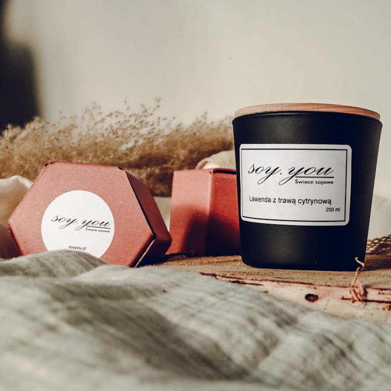 Świeca sojowa - lawenda z trawą cytrynową 200 ml