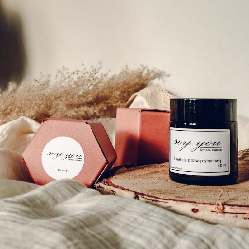 Świeca sojowa - lawenda z trawą cytrynową 120 ml