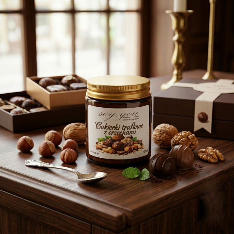 Świeca sojowa - Cukierki truflowe z orzechami 120 ml