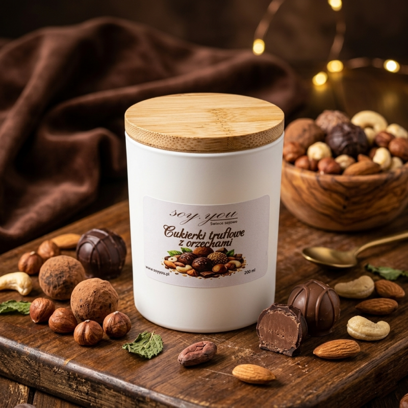 Świeca sojowa - Cukierki truflowe z orzechami 200 ml