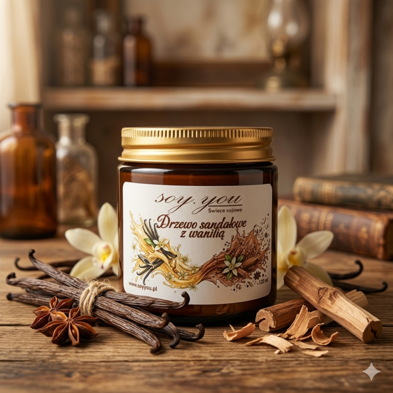 Świeca sojowa - Drzewo sandałowe z wanilią 120 ml