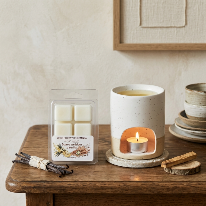 Wosk sojowy do kominka - Drzewo sandałowe z wanilią