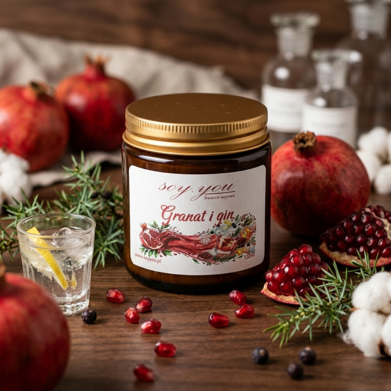 Świeca sojowa - Granat i gin 120 ml