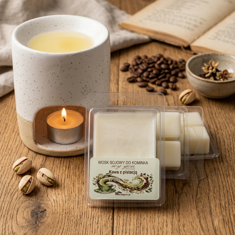 Wosk sojowy do kominka - Kawa z pistacją