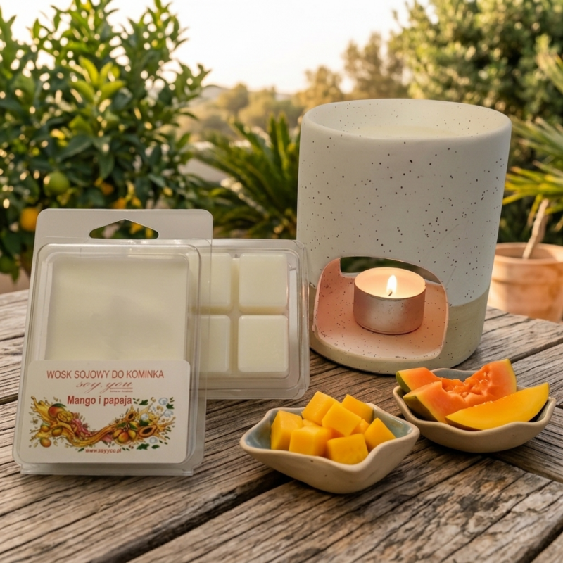 Wosk sojowy do kominka - Mango papaja