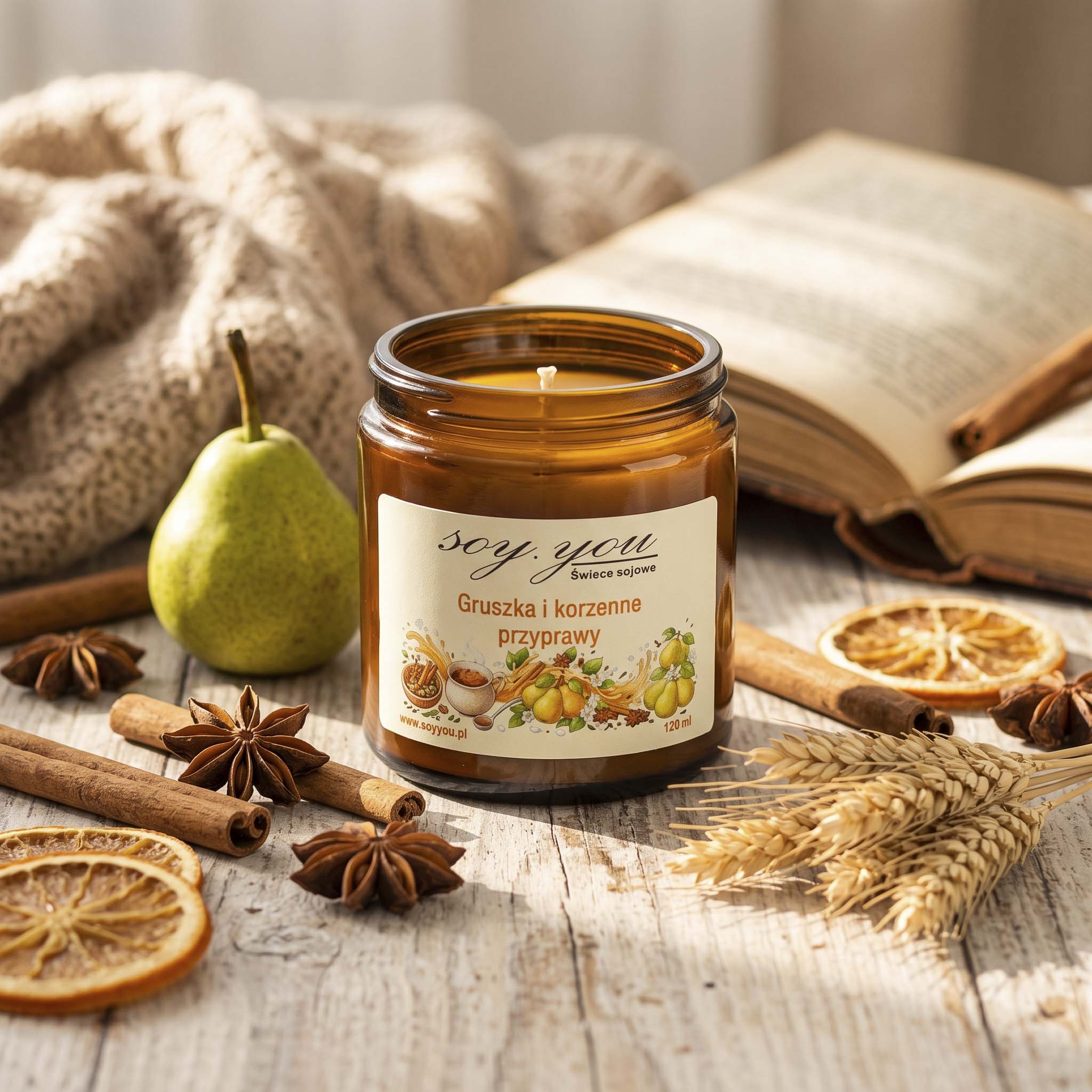 Świeca sojowa - Gruszka i korzenne przyprawy 120 ml