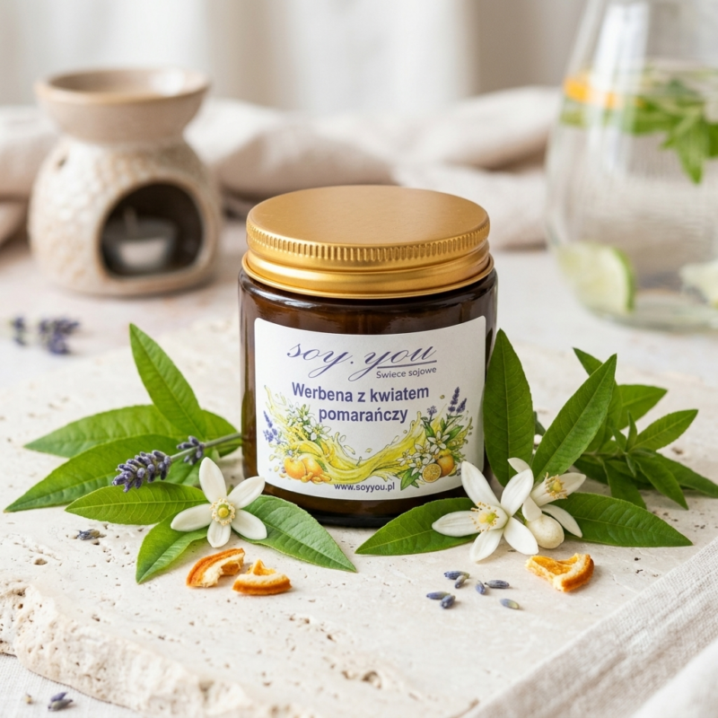 Świeca sojowa - Werbena z kwiatem pomarańczy 120 ml
